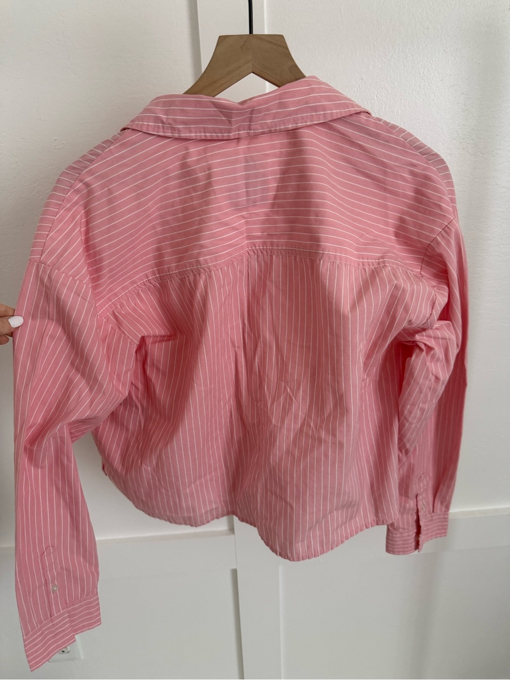 Abercrombie & Fitch Pink Striped Oversized Button Down Top - Picture 3 of 3